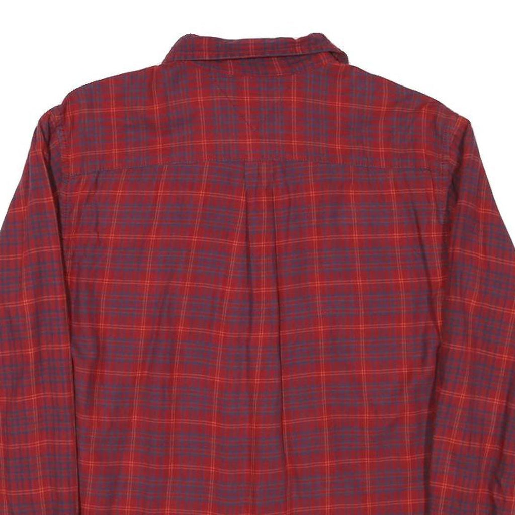 TOMMY HILFIGER Mens Red & Blue Check Shirt XS Long Sleeve Cotton Blend Relaxed