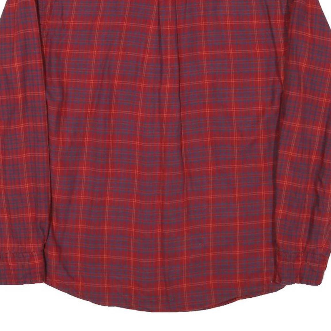 TOMMY HILFIGER Mens Red & Blue Check Shirt XS Long Sleeve Cotton Blend Relaxed