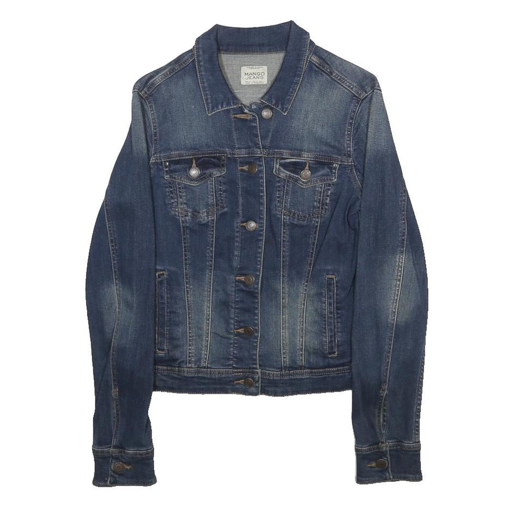 MANGO JEANS Womens Blue Denim Button Jacket M Cotton Blend Classic Fit Casual