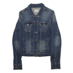 MANGO JEANS Womens Blue Denim Button Jacket M Cotton Blend Classic Fit Casual