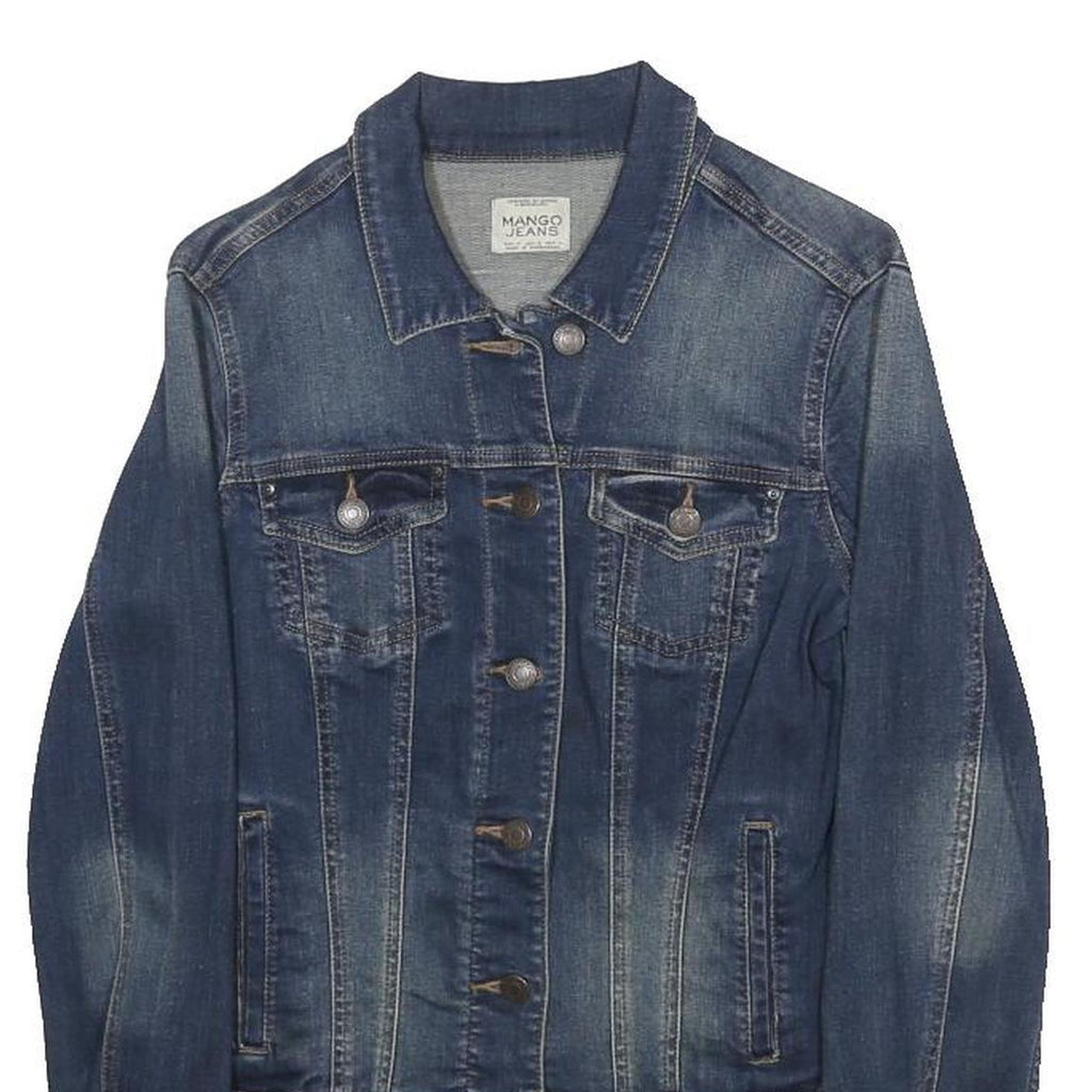 MANGO JEANS Womens Blue Denim Button Jacket M Cotton Blend Classic Fit Casual