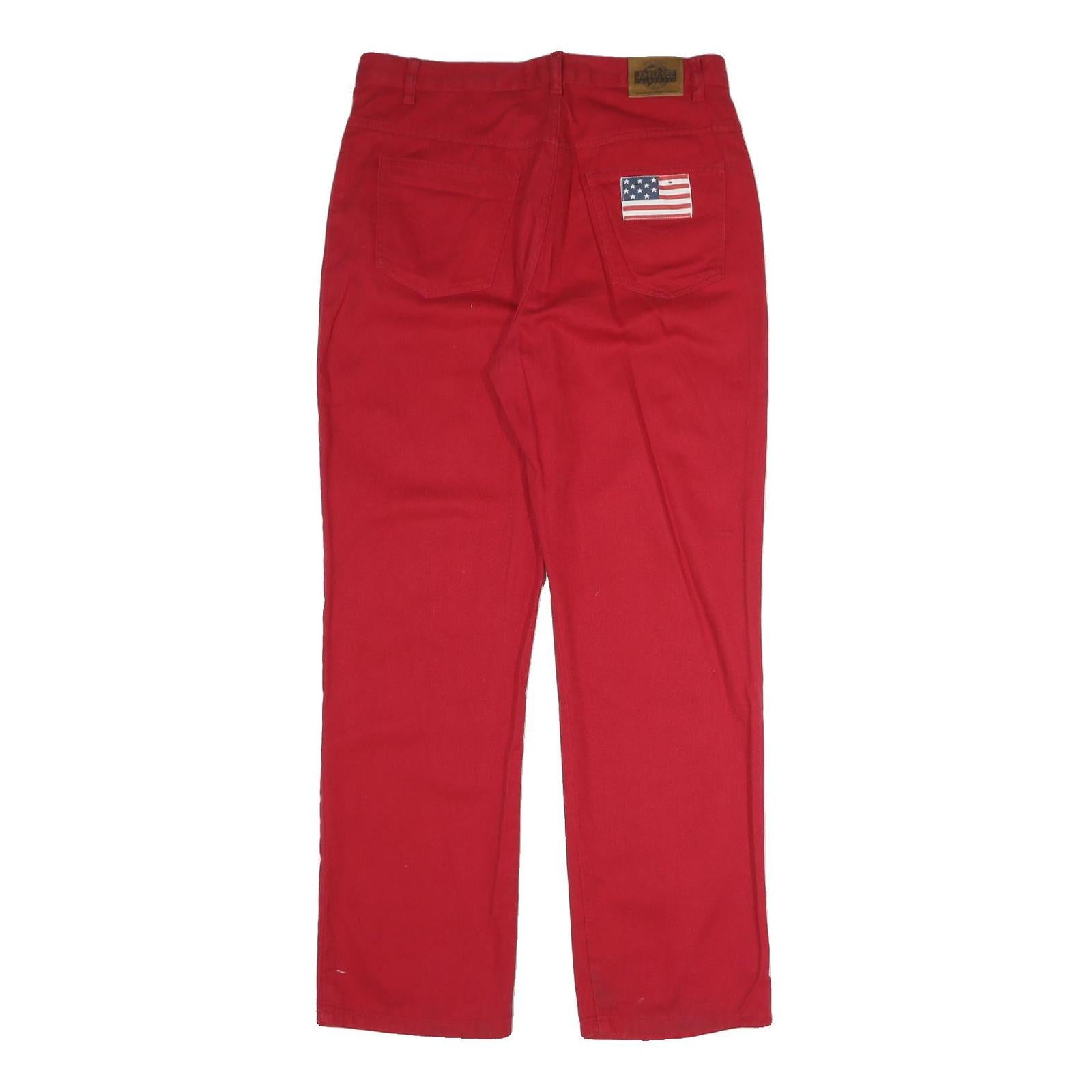 JOHN.F.GEE Womens Red Regular Straight Denim Jeans W32 L30 Classic Fit Cotton