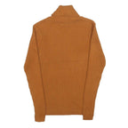 LL BEAN Womens Brown Plain Cotton Rib Knit Roll Neck Jumper M Casual Warm