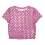 BP Womens Pink Printed Basic Short Sleeve Round Neck Top S Light Polyester
