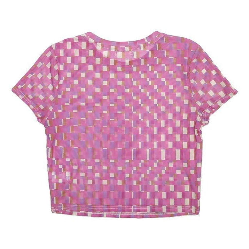 BP Womens Pink Printed Basic Short Sleeve Round Neck Top S Light Polyester
