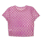 BP Womens Pink Printed Basic Short Sleeve Round Neck Top S Light Polyester