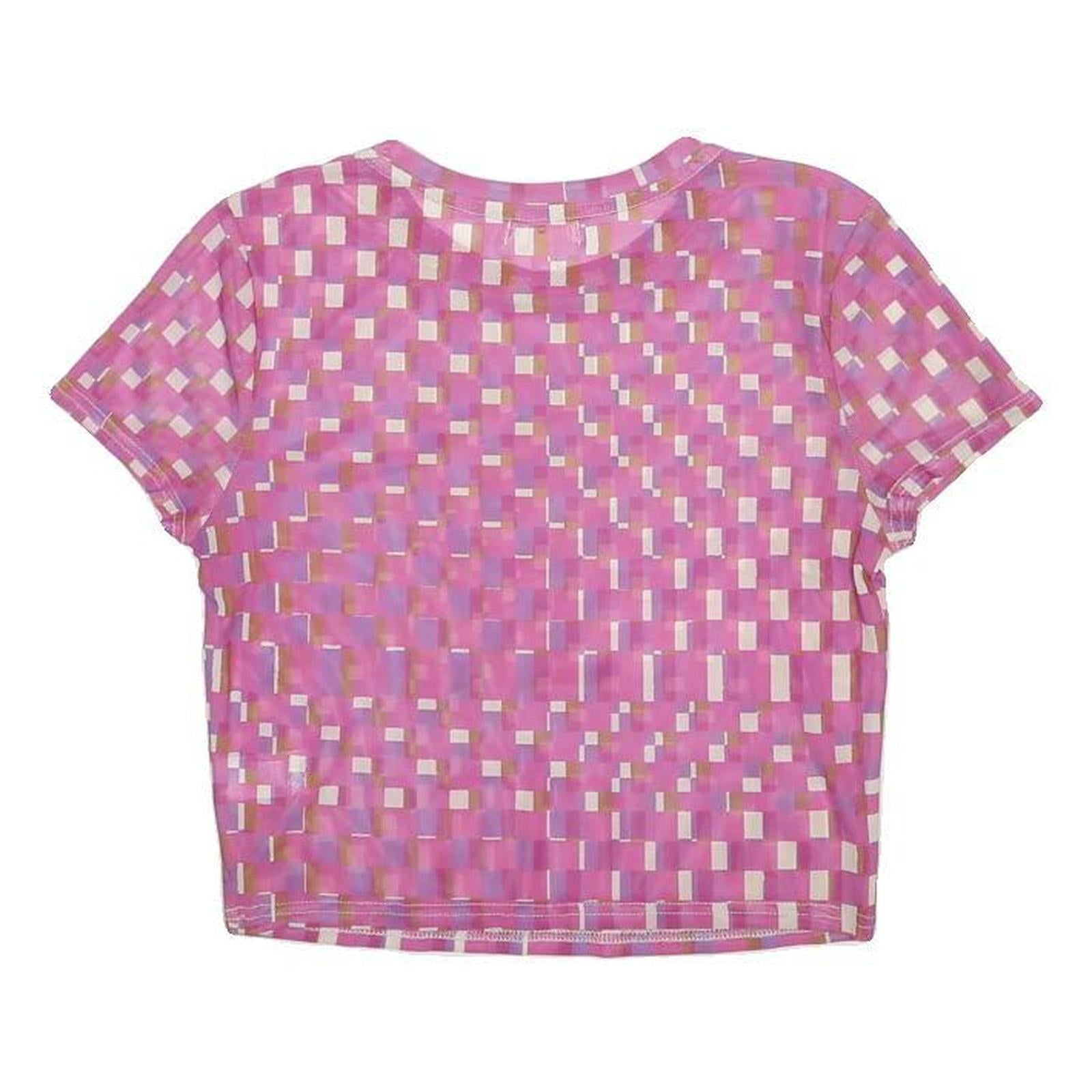 BP Womens Pink Printed Basic Short Sleeve Round Neck Top S Light Polyester