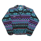 COLUMBIA Womens Green, Purple & Black Patterned Pullover Jumper Size L Fleece