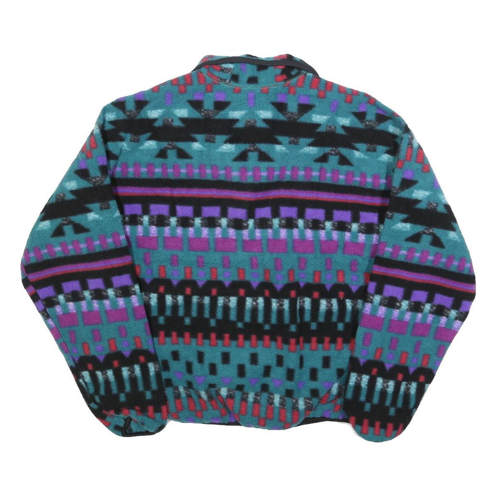 COLUMBIA Womens Green, Purple & Black Patterned Pullover Jumper Size L Fleece