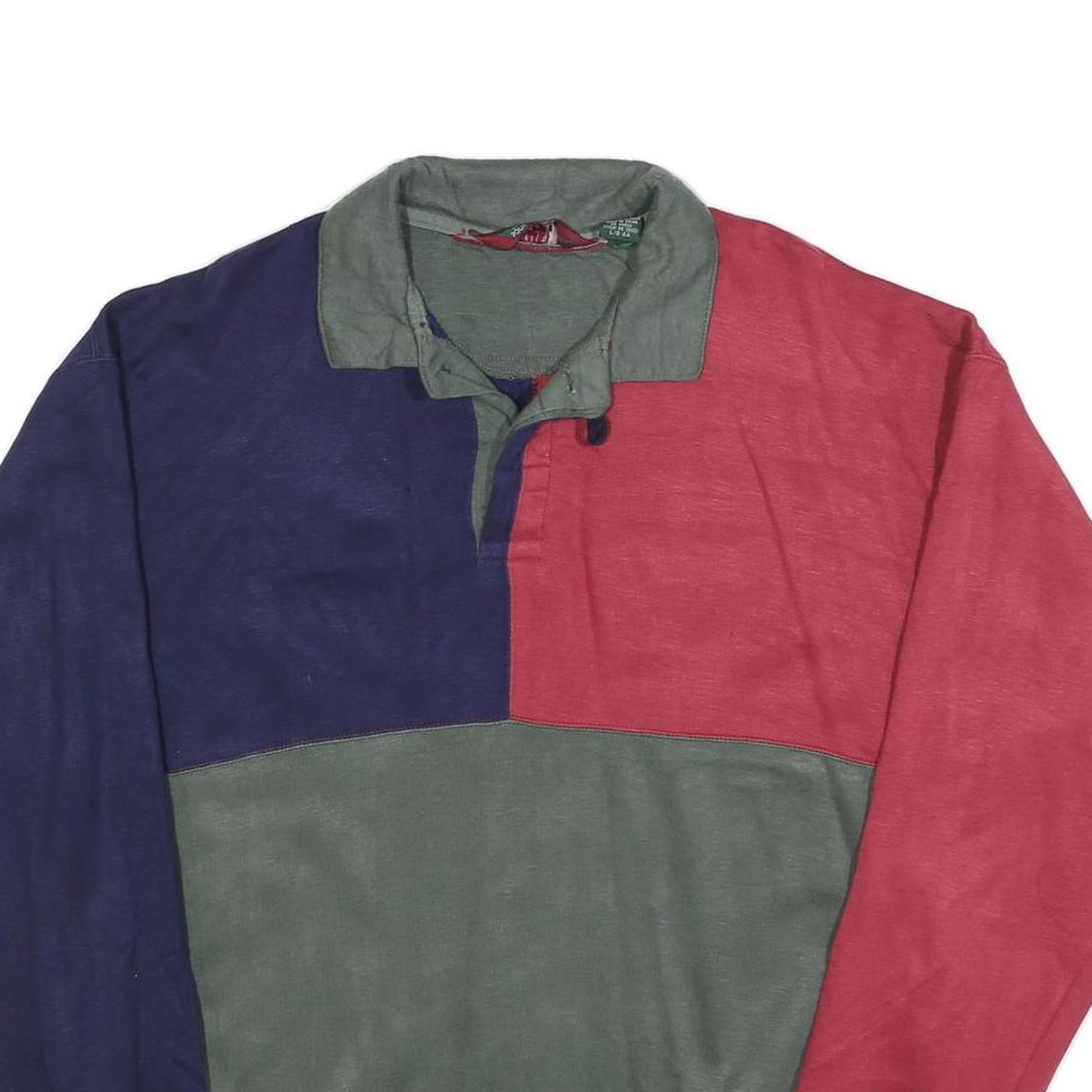 THE MENS STORE Mens Green & Red & Blue Collared Sweatshirt L Acrylic Pullover