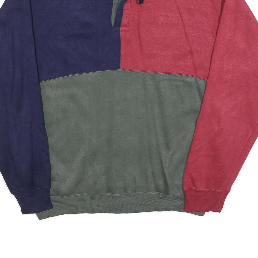 THE MENS STORE Mens Green & Red & Blue Collared Sweatshirt L Acrylic Pullover