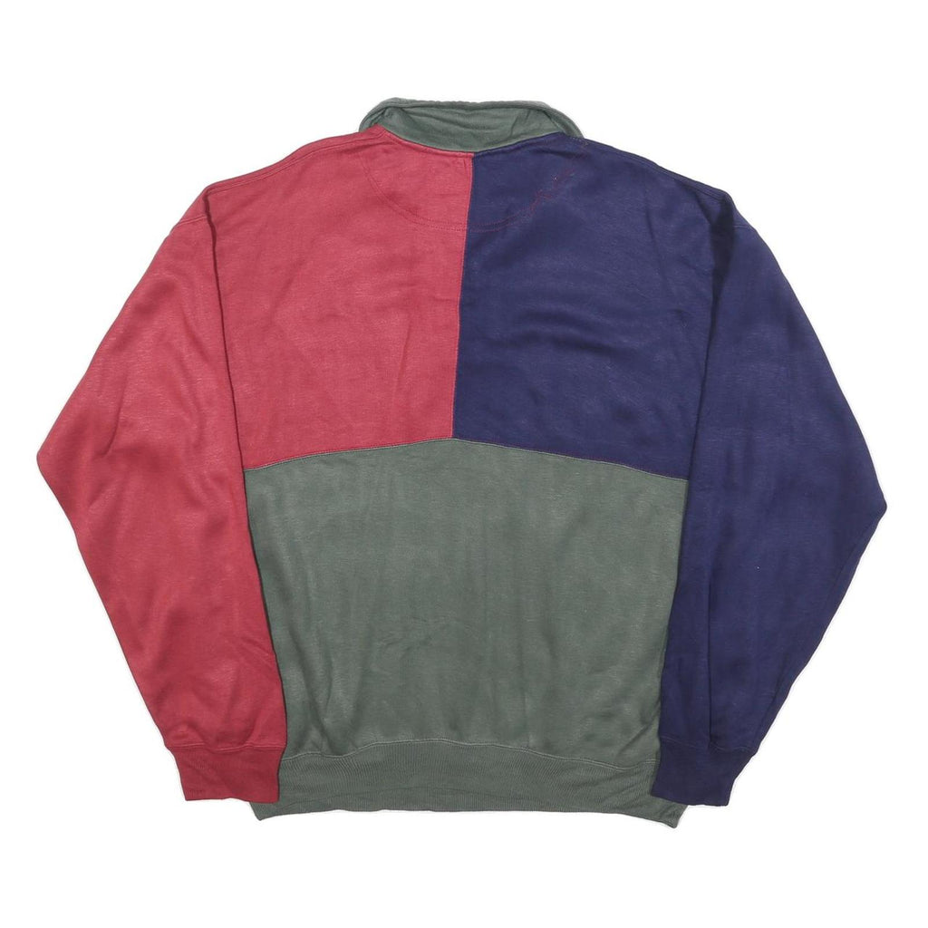 THE MENS STORE Mens Green & Red & Blue Collared Sweatshirt L Acrylic Pullover
