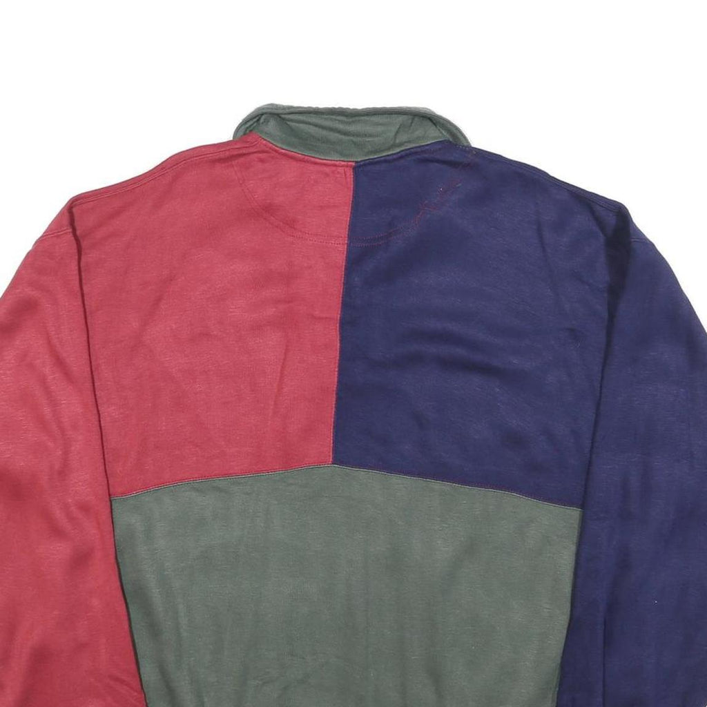 THE MENS STORE Mens Green & Red & Blue Collared Sweatshirt L Acrylic Pullover