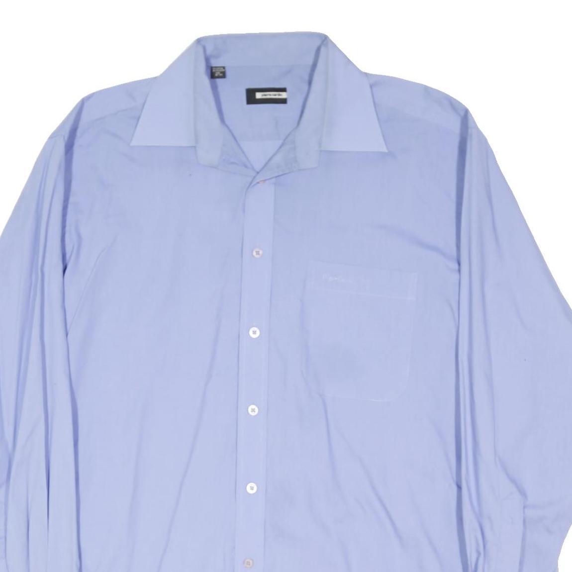 PIERRE CARDIN Mens Blue Plain Shirt XL Cotton Blend Smart Casual