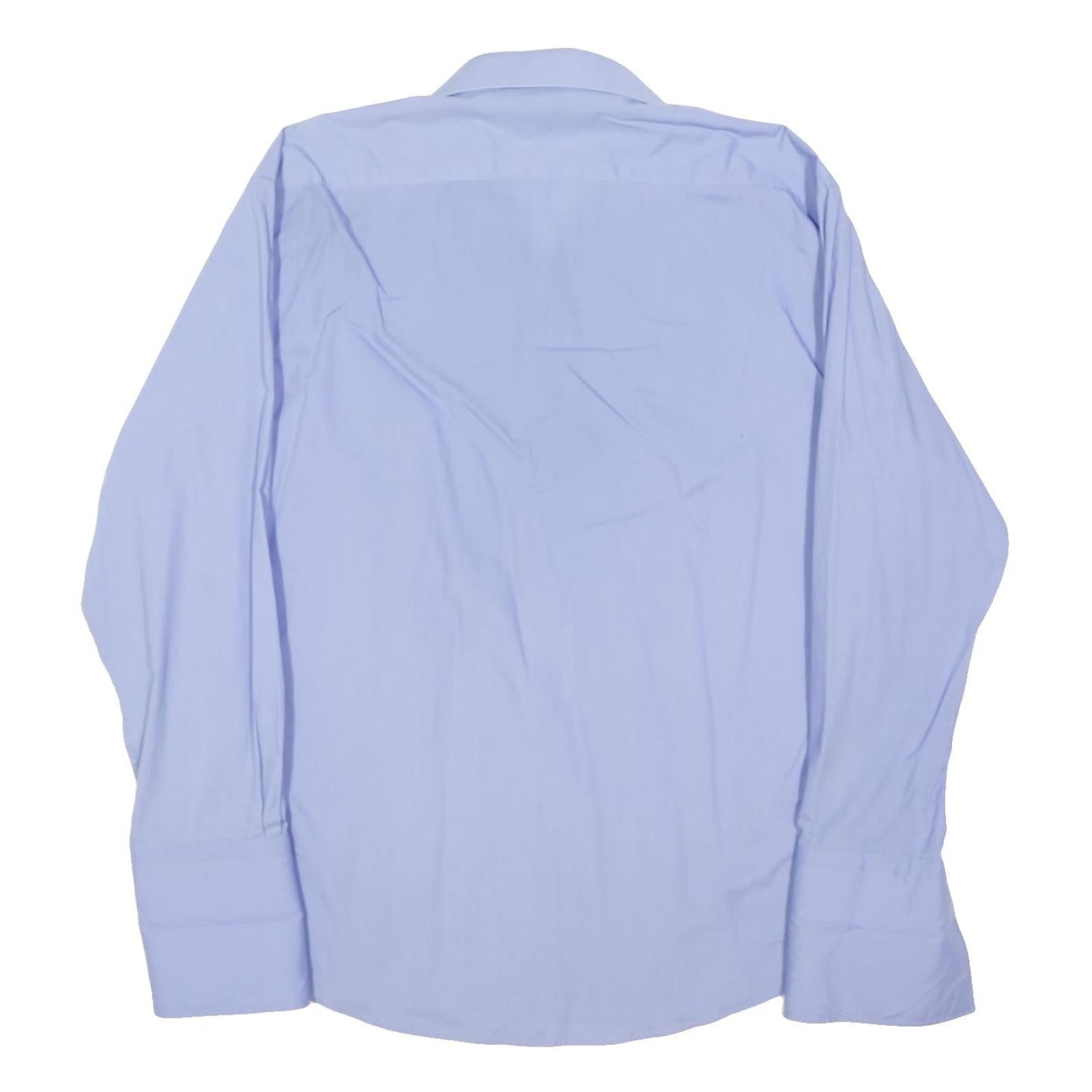 PIERRE CARDIN Mens Blue Plain Shirt XL Cotton Blend Smart Casual