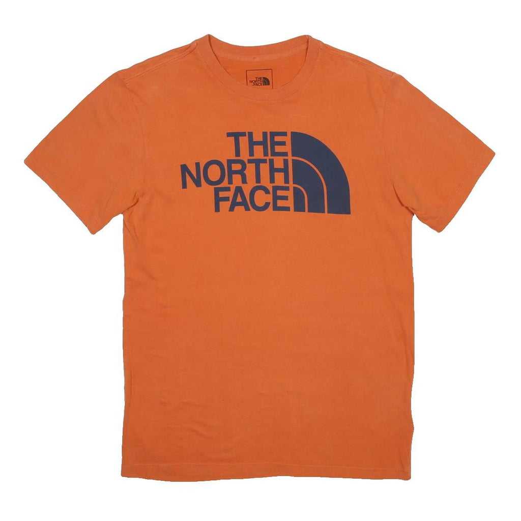 THE NORTH FACE Mens Orange Cotton Logo Graphic T-Shirt S Short Sleeve Crew Neck