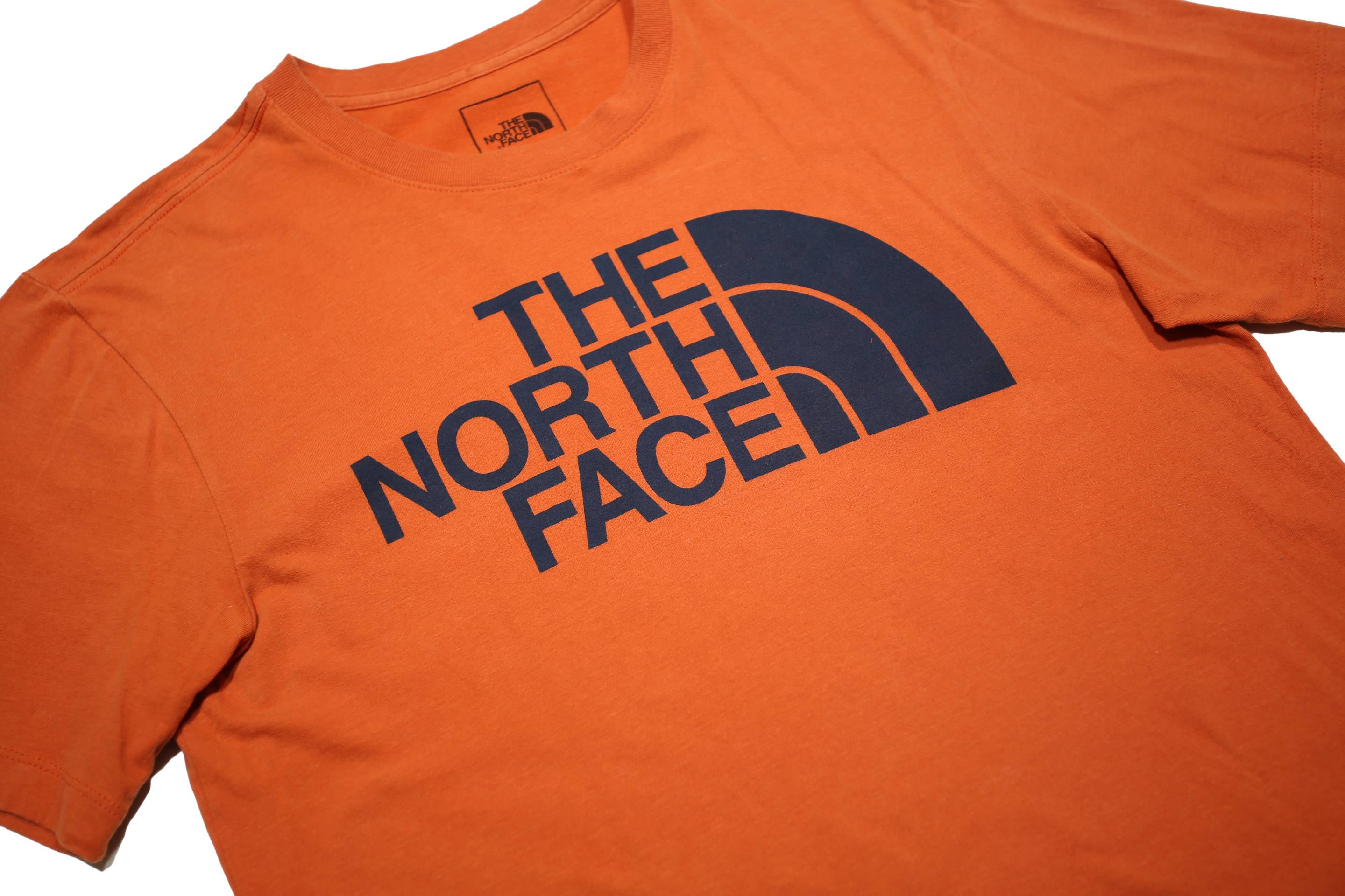 THE NORTH FACE Mens Orange Cotton Logo Graphic T-Shirt S Short Sleeve Crew Neck