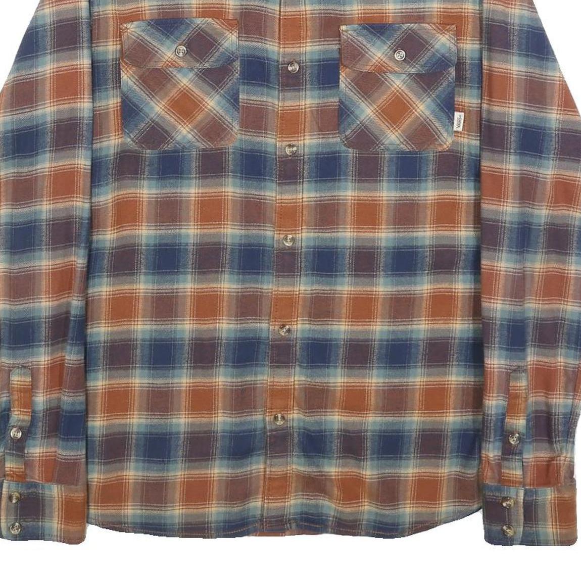 VANS Mens Blue & Orange Plaid Shirt S Cotton Blend Long Sleeve Casual