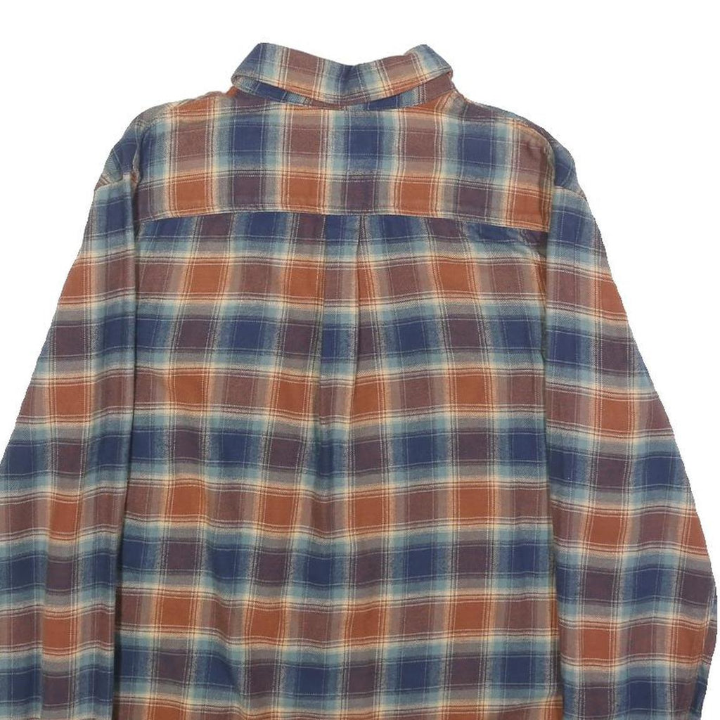 VANS Mens Blue & Orange Plaid Shirt S Cotton Blend Long Sleeve Casual