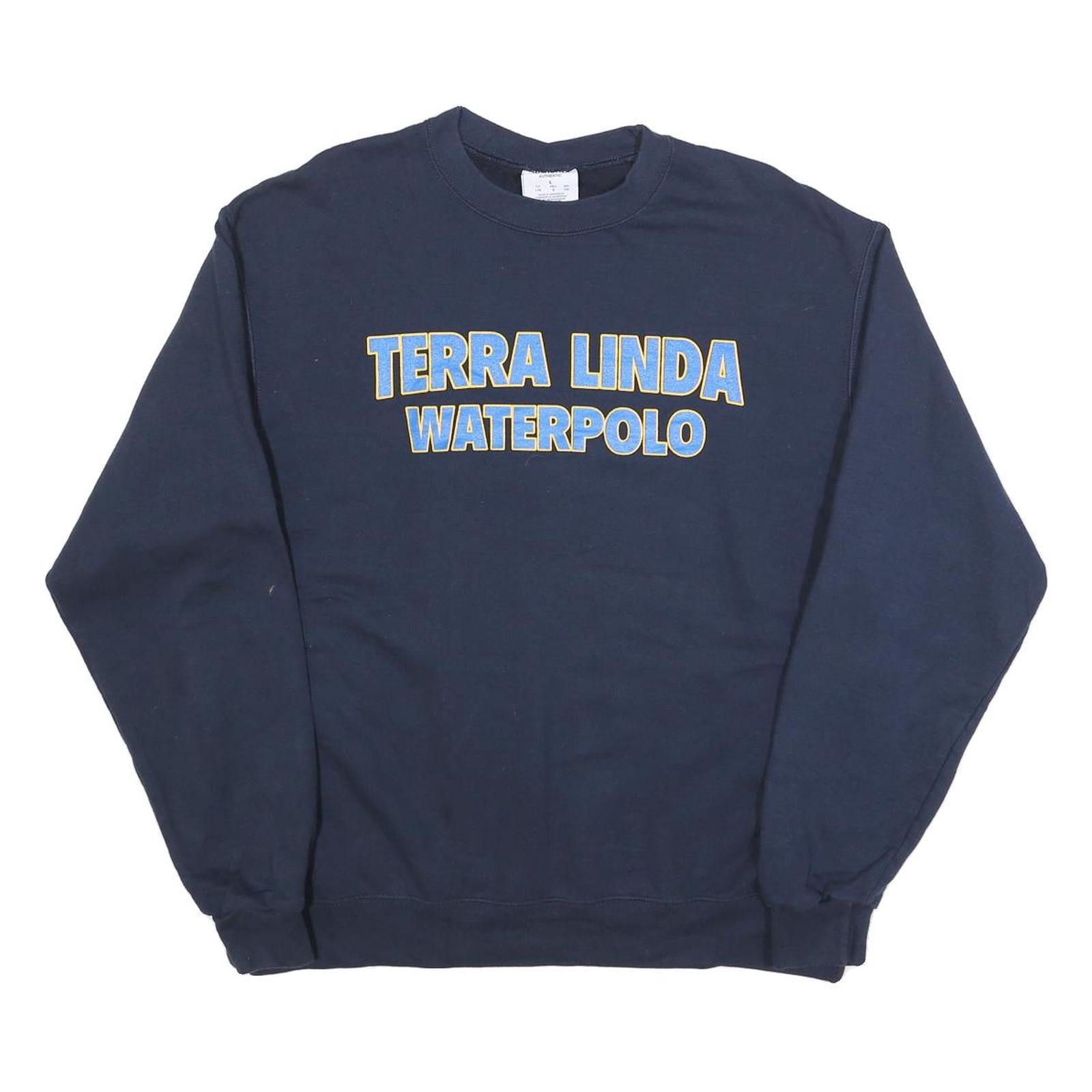 CHAMPION Mens Navy Terra Linda Waterpolo Crew Neck L Cotton Blend Sweatshirt