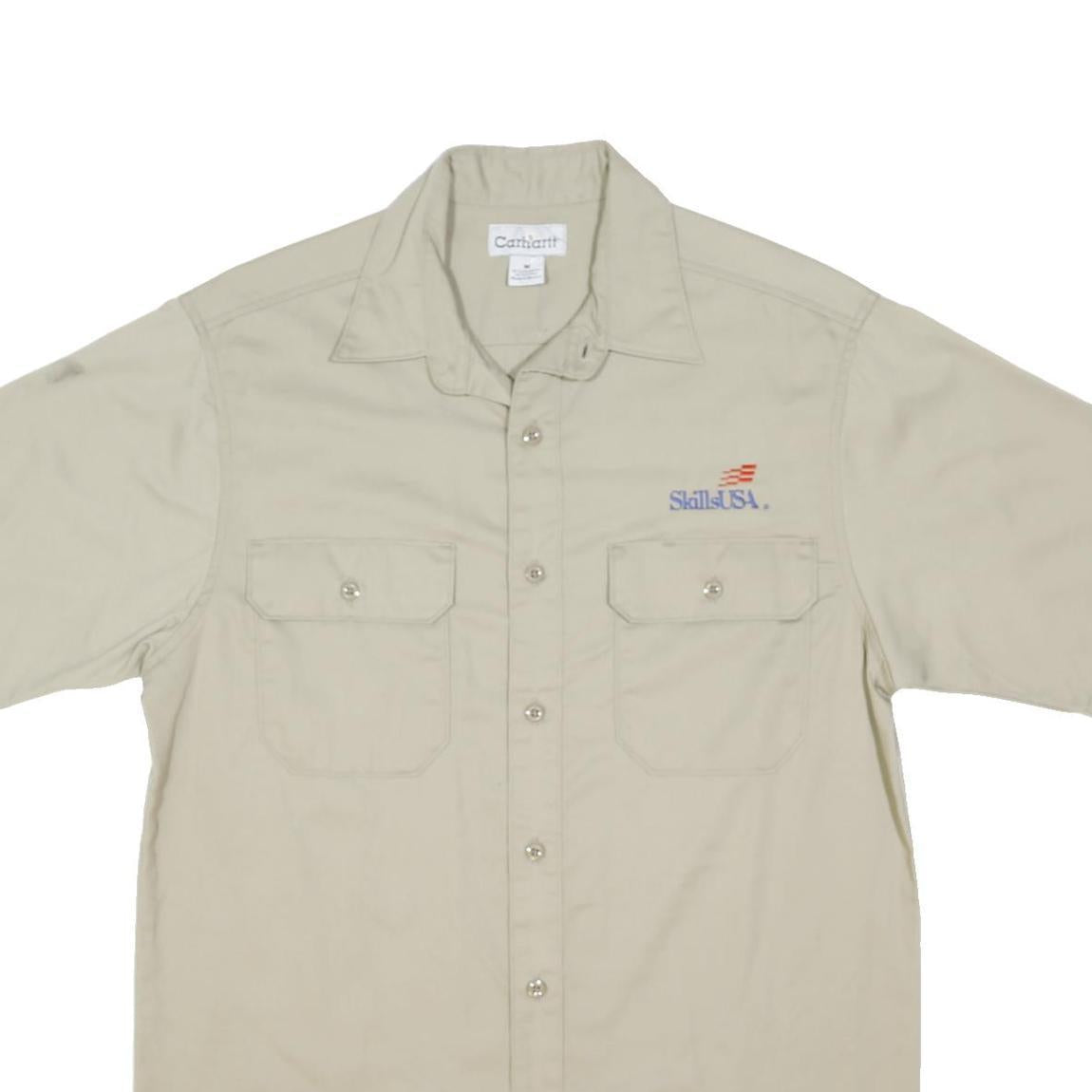 CARHARTT Mens Beige SkillsUSA Work Shirt M Cotton Blend Casual Utility