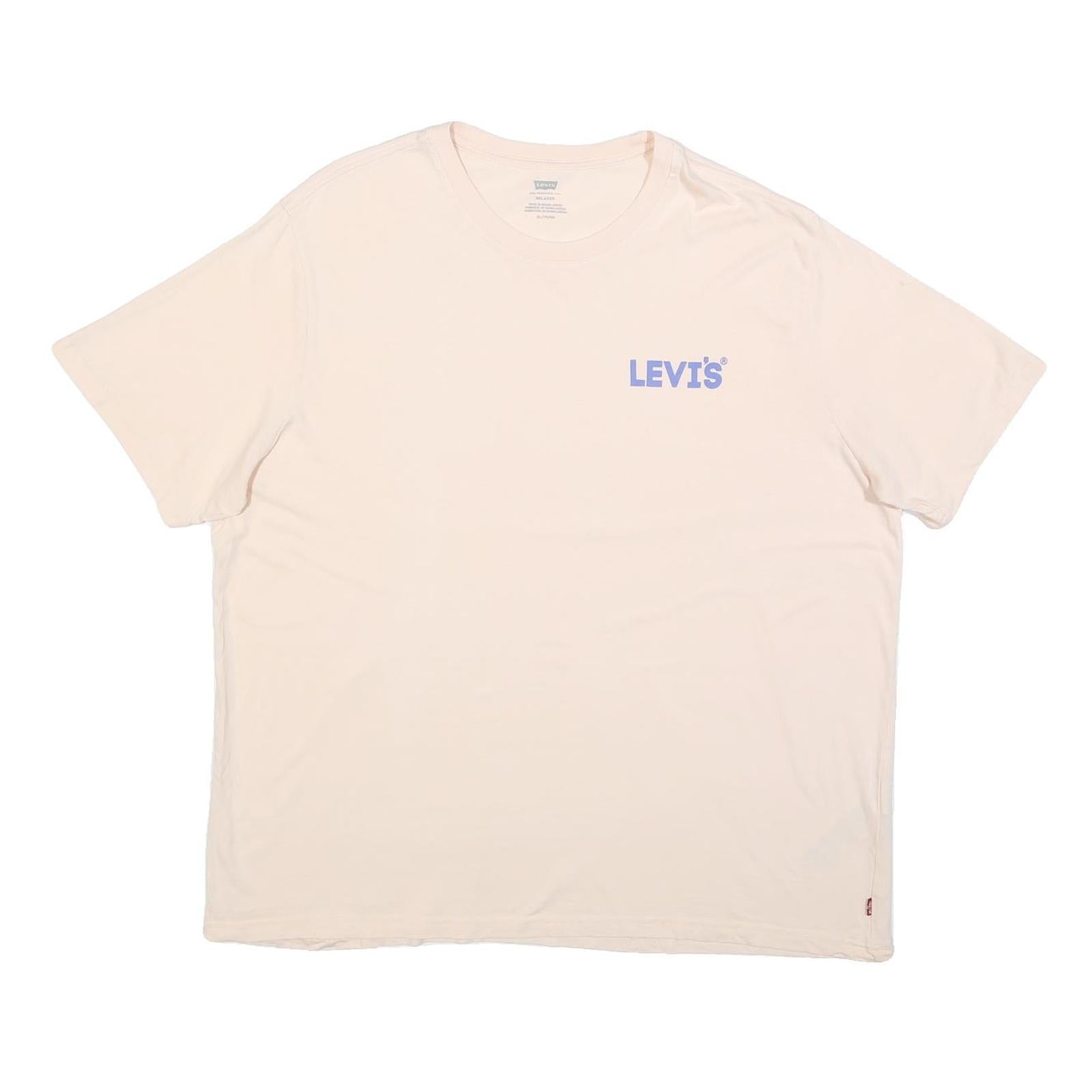 LEVI'S Womens Cream Graphic T-Shirt XL Short Sleeve Crew Neck Cotton Blend