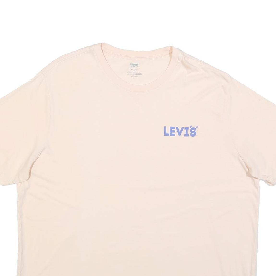 LEVI'S Womens Cream Graphic T-Shirt XL Short Sleeve Crew Neck Cotton Blend