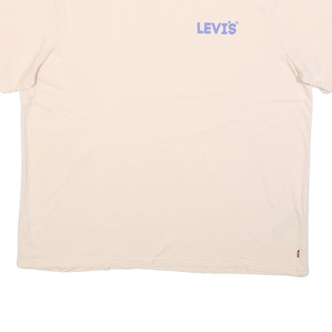 LEVI'S Womens Cream Graphic T-Shirt XL Short Sleeve Crew Neck Cotton Blend