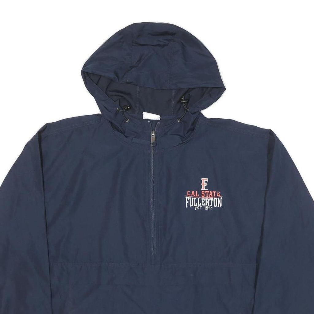 CHAMPION Mens Navy Cal State Fullerton Hooded Zip Jacket L Polyester Blend