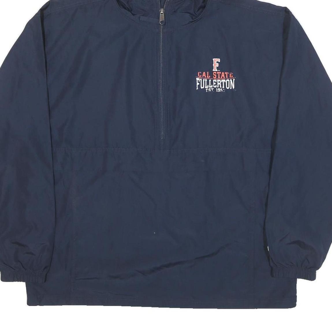 CHAMPION Mens Navy Cal State Fullerton Hooded Zip Jacket L Polyester Blend