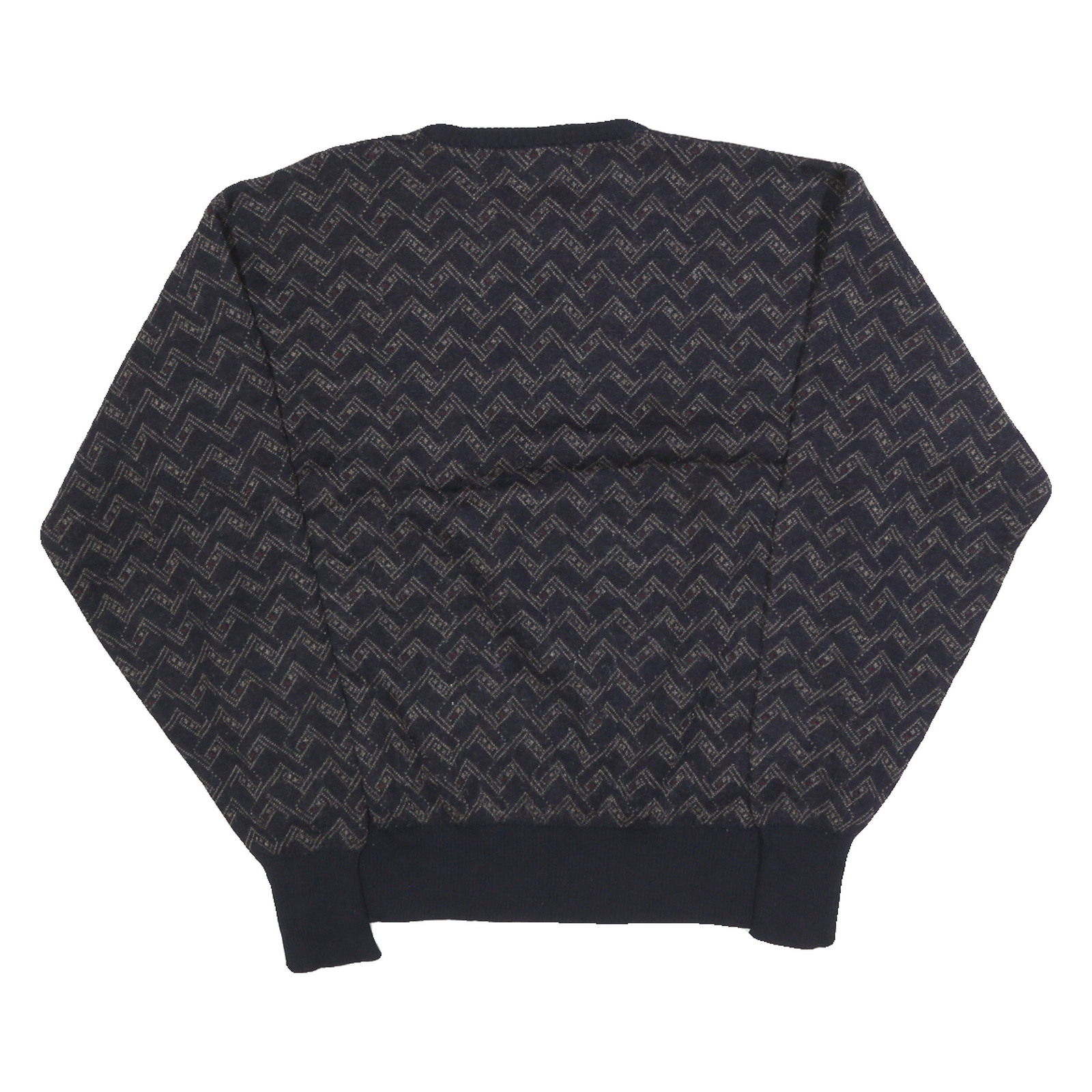 POLO RALPH LAUREN Womens Navy Patterned Wool Jumper Crew Neck Cable Knit XL