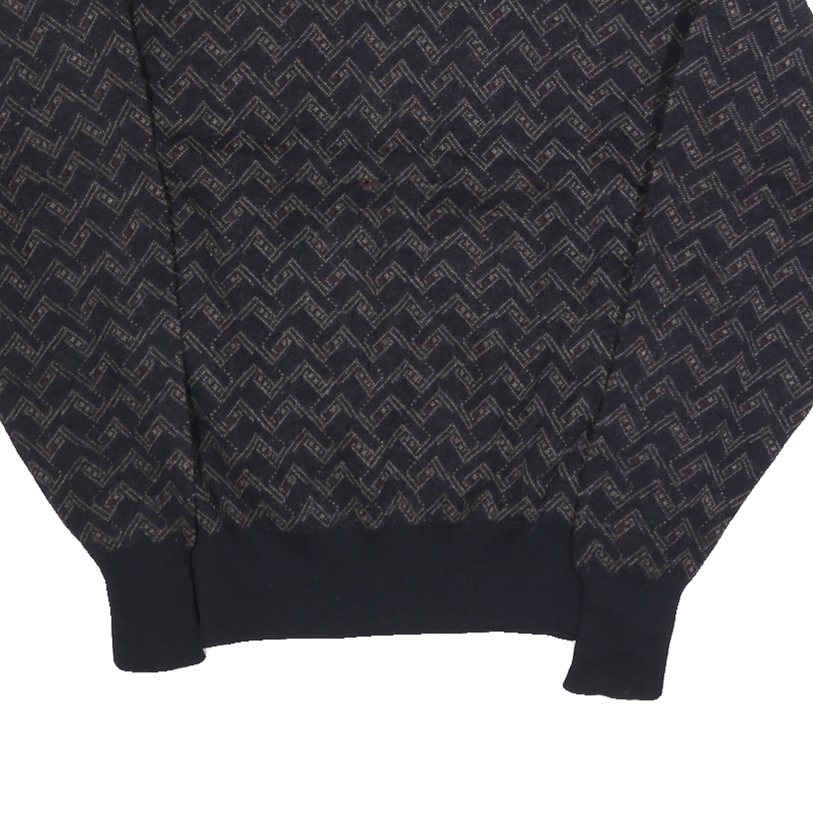 POLO RALPH LAUREN Womens Navy Patterned Wool Jumper Crew Neck Cable Knit XL