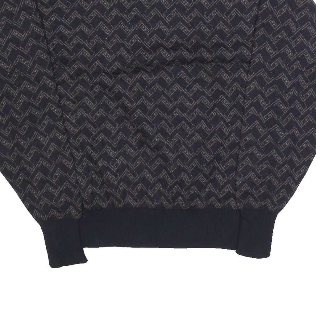 POLO RALPH LAUREN Womens Navy Patterned Wool Jumper Crew Neck Cable Knit XL