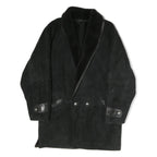 Mens Black Faux Shearling Button Jacket XL Polyester Blend Warm Winter Outerwear