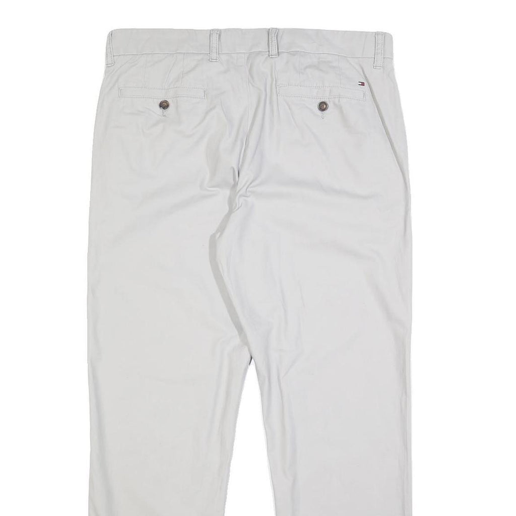 TOMMY HILFIGER Mens Cotton White Slim Straight Trousers W34 L30 Casual Outfit