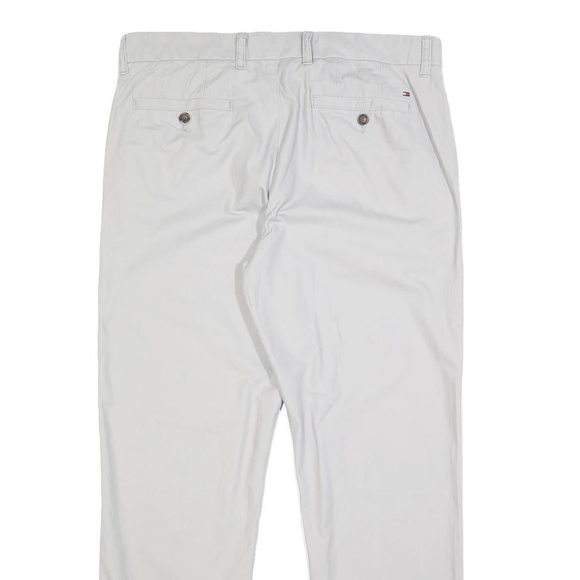 TOMMY HILFIGER Mens Cotton White Slim Straight Trousers W34 L30 Casual Outfit