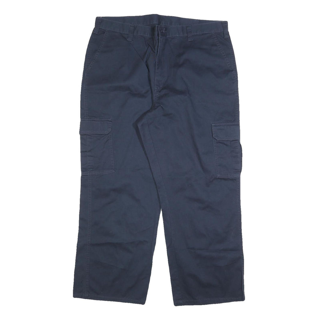 DICKIES Mens Regular Navy Cotton Blend Cargo Trousers W40 L30 Workwear Zip