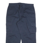 DICKIES Mens Regular Navy Cotton Blend Cargo Trousers W40 L30 Workwear Zip