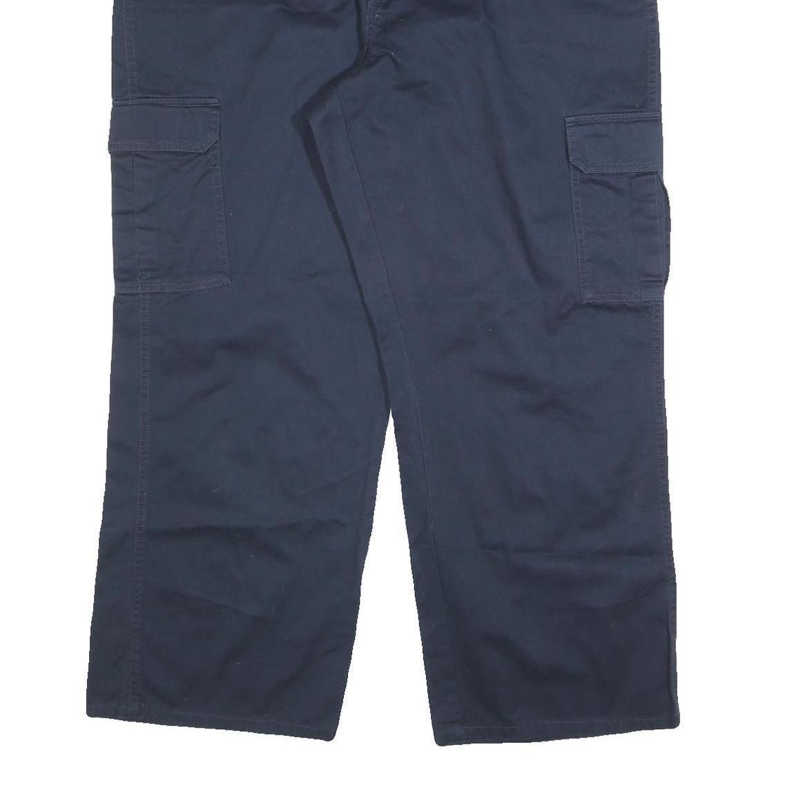 DICKIES Mens Regular Navy Cotton Blend Cargo Trousers W40 L30 Workwear Zip