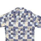 PIERRE CARDIN Mens Blue Beige Pattern Rayon Shirt L Casual Short Sleeve Button