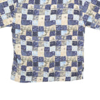 PIERRE CARDIN Mens Blue Beige Pattern Rayon Shirt L Casual Short Sleeve Button