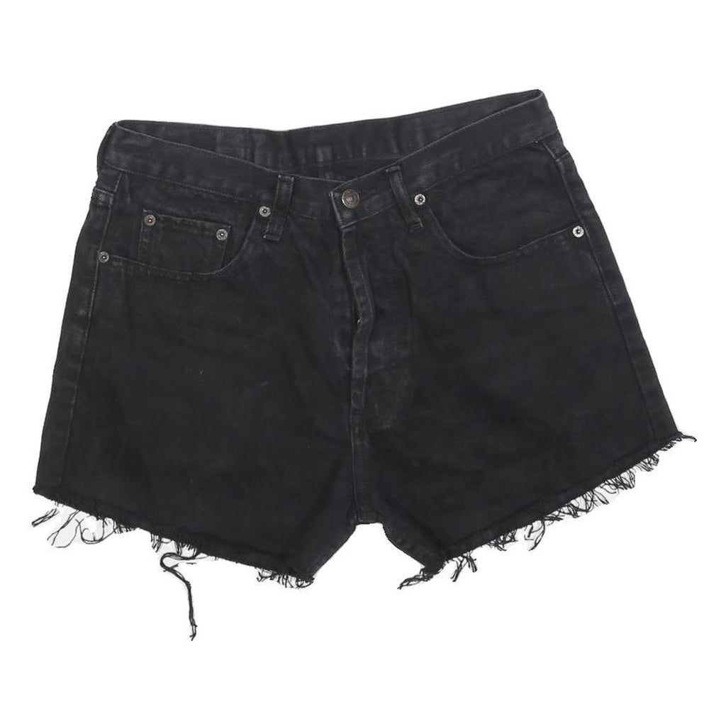 LEVI'S Womens Black Denim Cut-Off Shorts M W33 Casual Raw Edge Frayed Hem