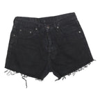 LEVI'S Womens Black Denim Cut-Off Shorts M W33 Casual Raw Edge Frayed Hem
