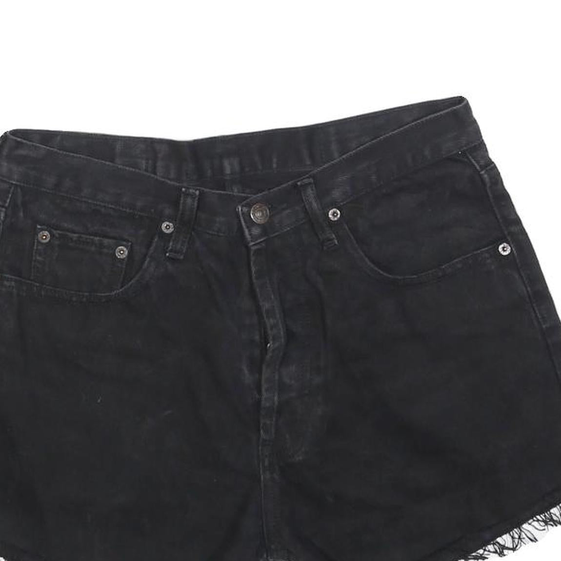 LEVI'S Womens Black Denim Cut-Off Shorts M W33 Casual Raw Edge Frayed Hem