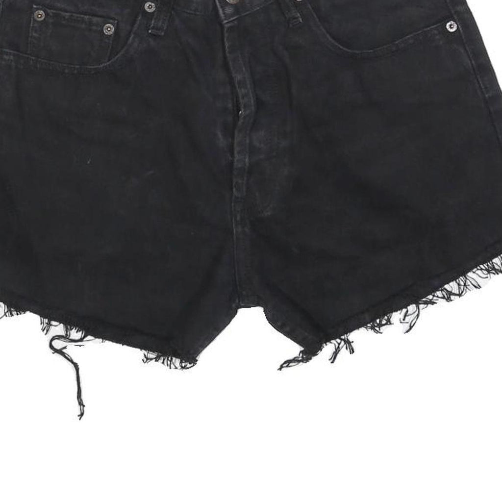 LEVI'S Womens Black Denim Cut-Off Shorts M W33 Casual Raw Edge Frayed Hem