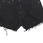 LEVI'S Womens Black Denim Cut-Off Shorts M W33 Casual Raw Edge Frayed Hem