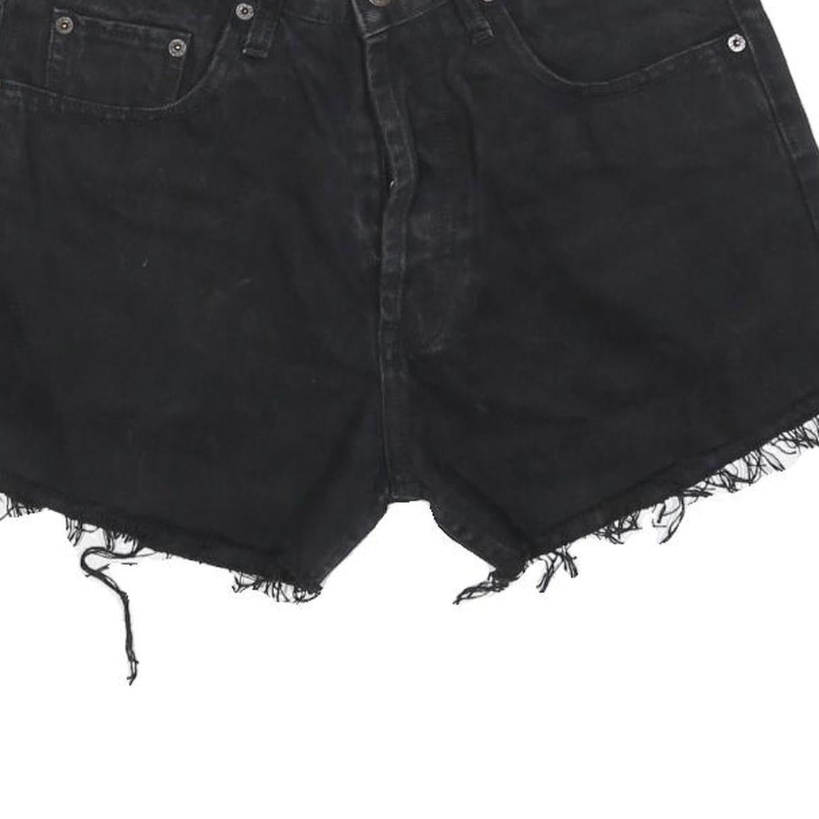 LEVI'S Womens Black Denim Cut-Off Shorts M W33 Casual Raw Edge Frayed Hem