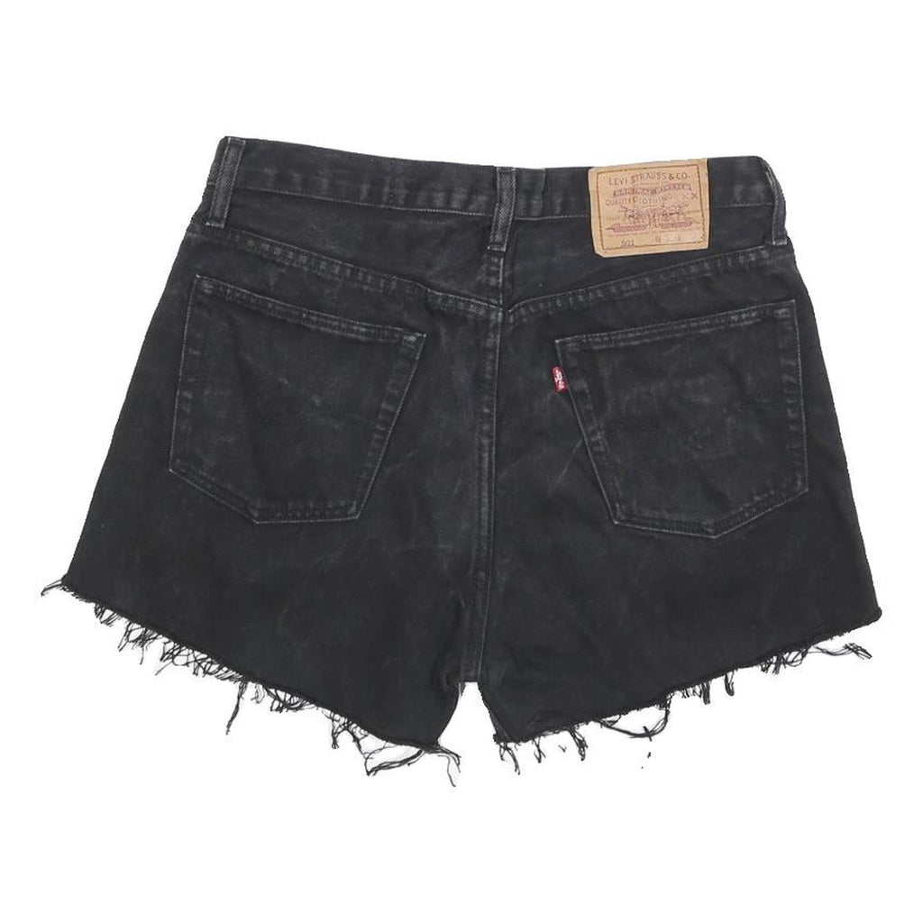 LEVI'S Womens Black Denim Cut-Off Shorts M W33 Casual Raw Edge Frayed Hem