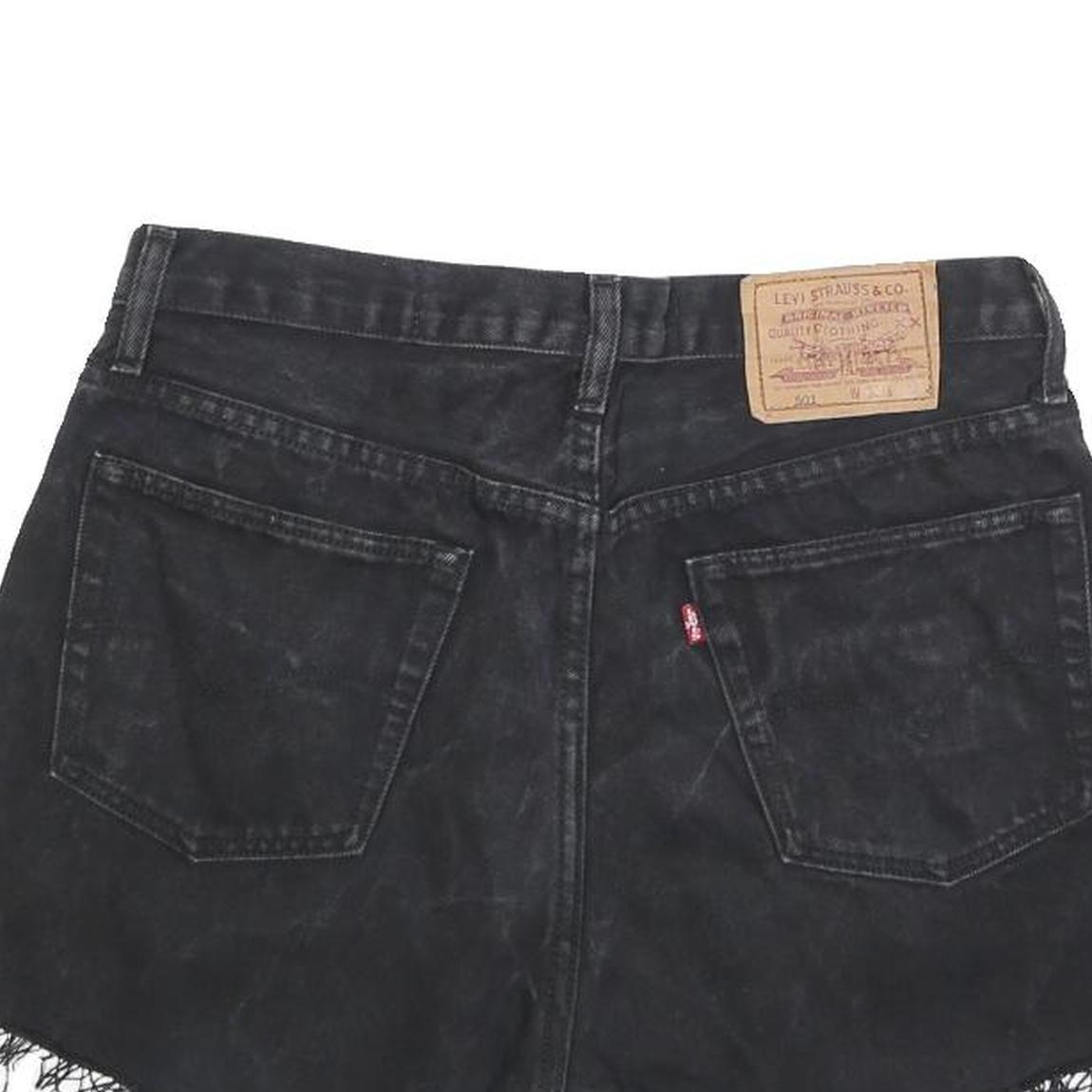 LEVI'S Womens Black Denim Cut-Off Shorts M W33 Casual Raw Edge Frayed Hem