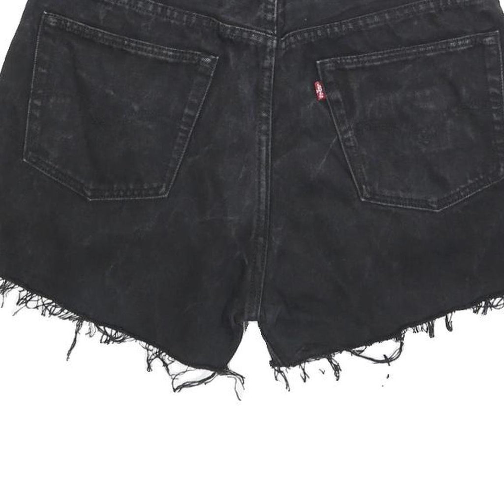 LEVI'S Womens Black Denim Cut-Off Shorts M W33 Casual Raw Edge Frayed Hem